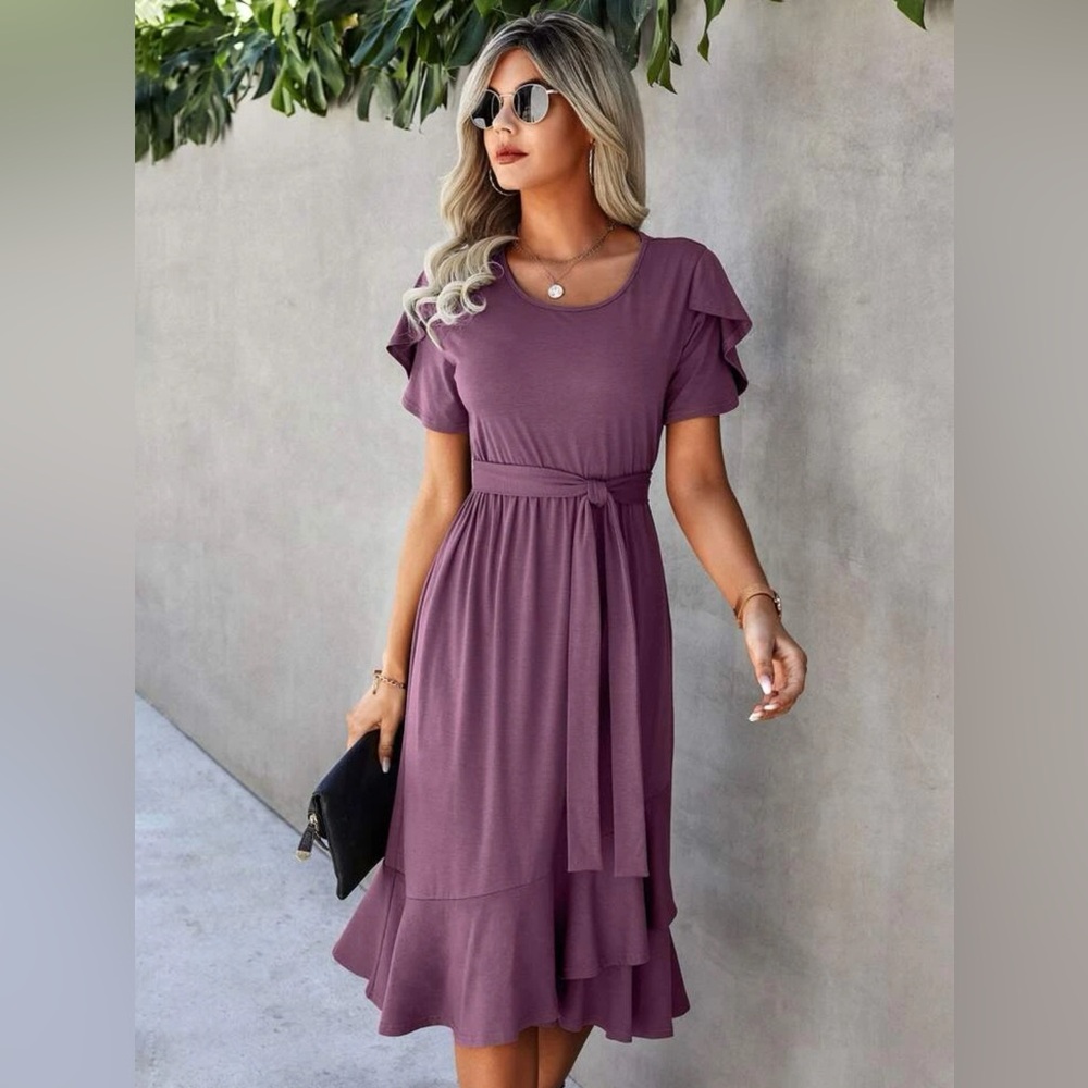 Elegant Purple Midi Dress